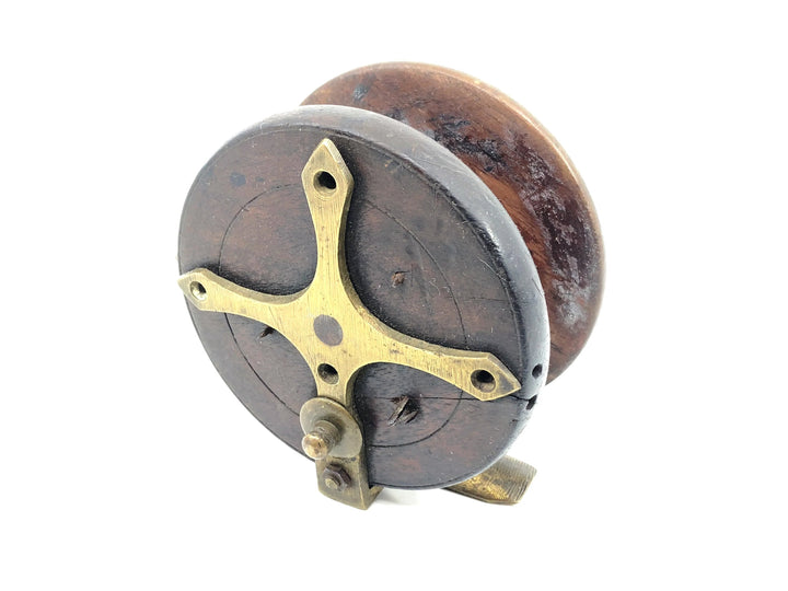 Antique Nottingham Brass Cross & Wooden Reel
