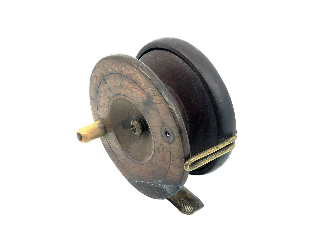 Antique Nottingham Brass Cross & Wooden Reel