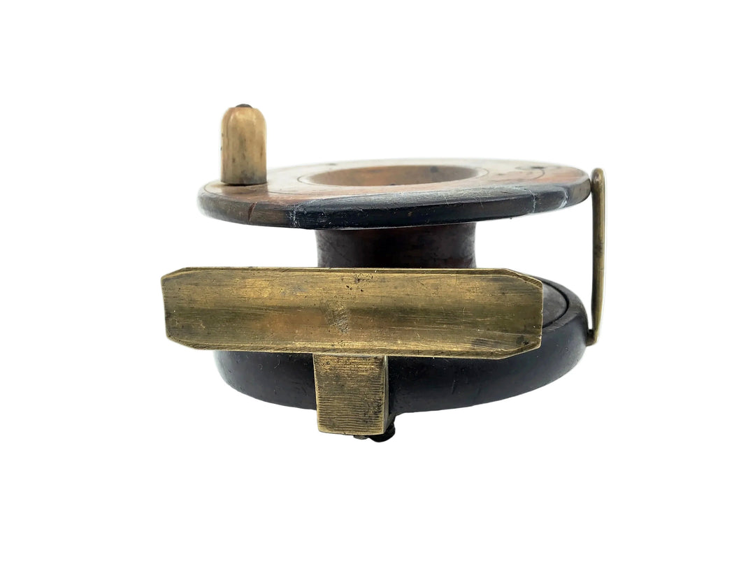 Antique Nottingham Brass Cross & Wooden Reel