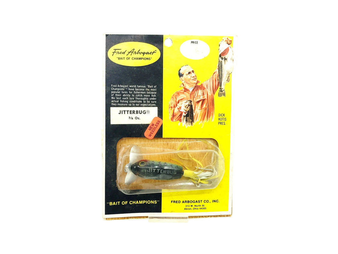 Arbogast Weedless Jitterbug 610, Perch Color on Card