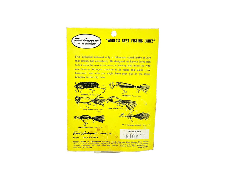 Arbogast Weedless Jitterbug 610, Perch Color on Card