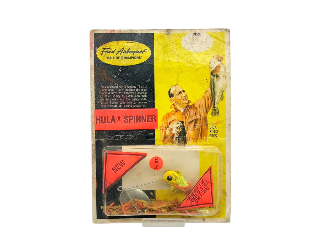 Arbogast Hula Spinner 1/4oz #110, #81 Chartreuse Color on Card