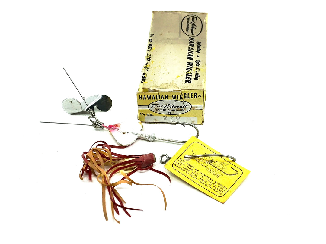 Arbogast Hawaiian Wiggler Sputter Fuss #2 1/2, 270 #35 1/4oz, Red/White Color w/Box & Catalog