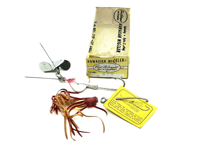 Arbogast Hawaiian Wiggler Sputter Fuss #2 1/2, 270 #35 1/4oz, Red/White Color w/Box & Catalog