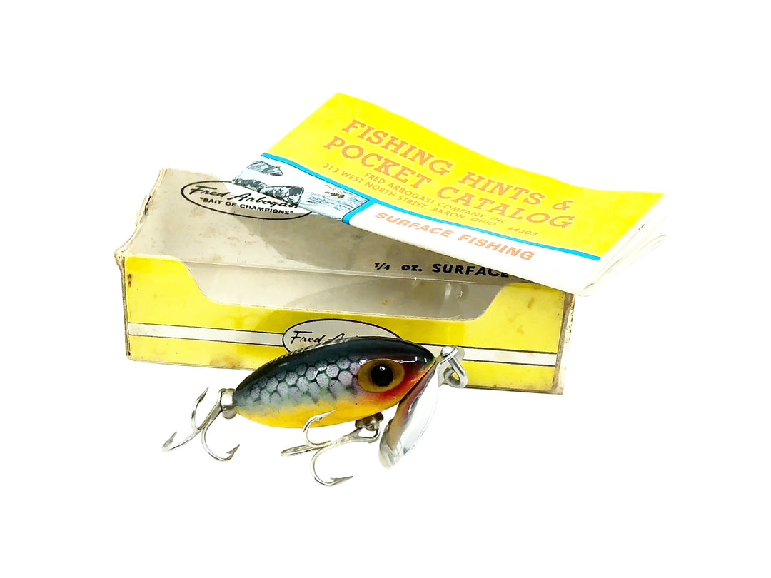 Arbogast Jitterbug 1/4oz, #05 Perch Color w/Box & Catalog