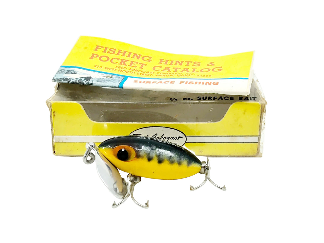 Arbogast Jitterbug 1/4oz, #05 Perch Color w/Box & Catalog