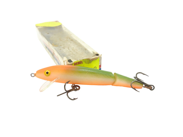 Rebel Floating Jointed "Broken-Back" Minnow J100, #10 Green Back Yellow Belly Color w/Box