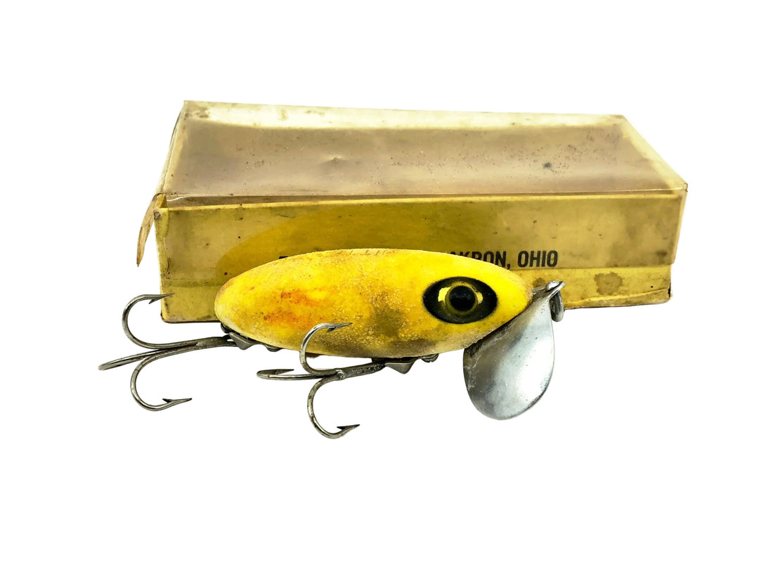 Arbogast Jitterbug 5/8oz, Saturn Green/Fire Plug Color Series, Vintage Bugged-Eyed Model w/Box