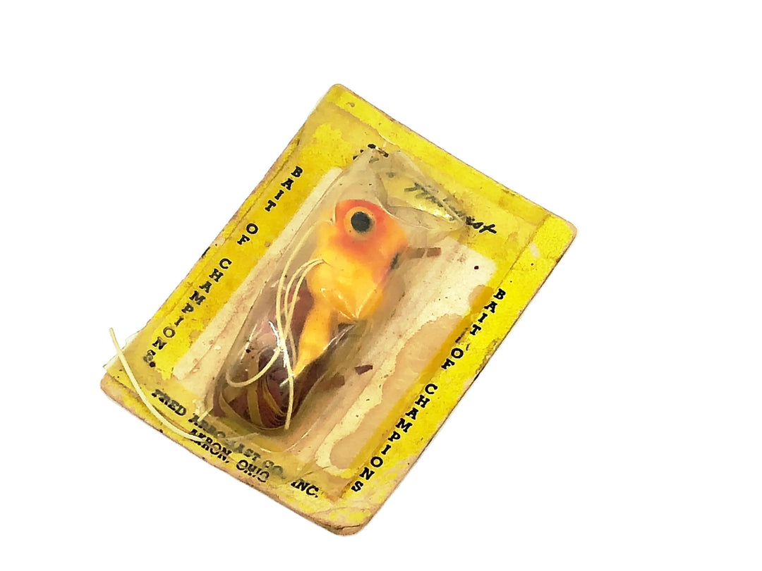 Arbogast Fly Rod Hula Popper, Yellow Shore Color on Card