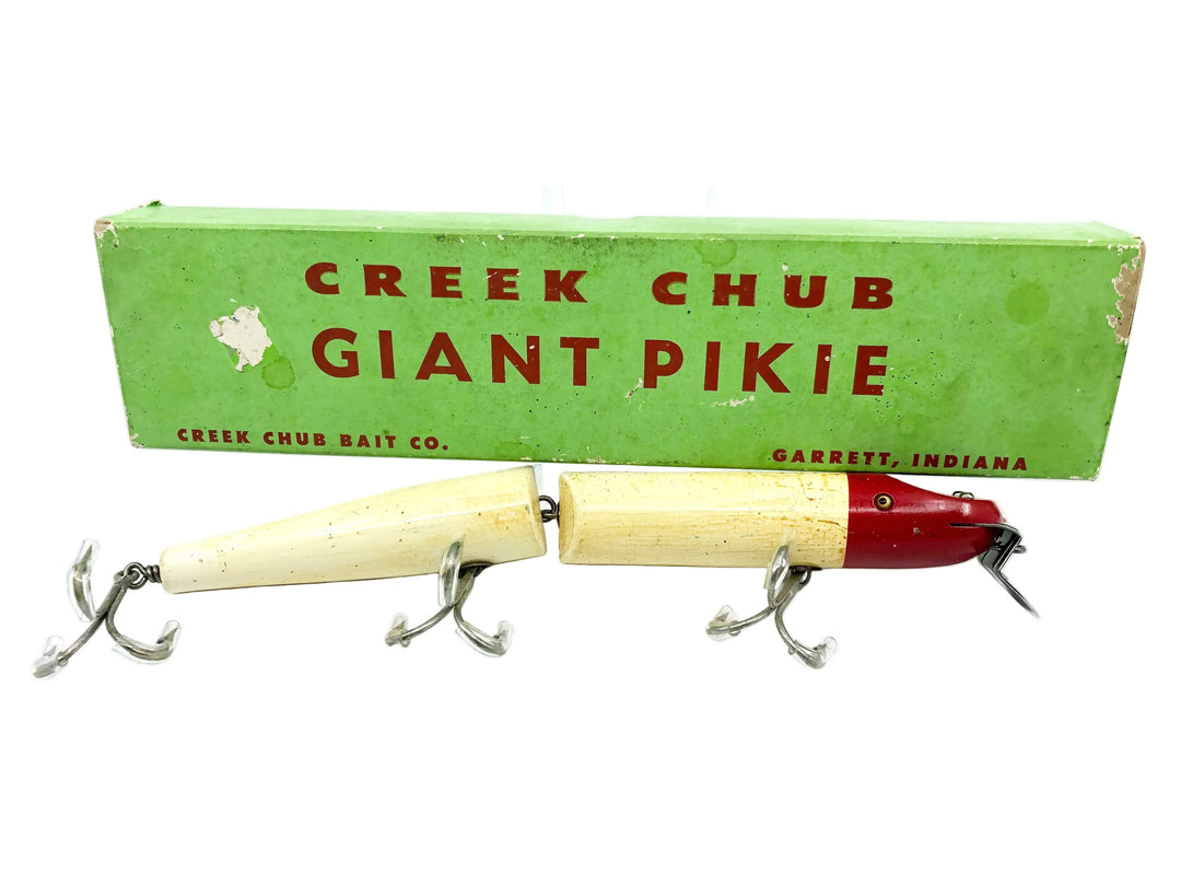 Creek Chub Wooden Giant Jointed Pikie 800, #02 Red Head/White Color w/Box