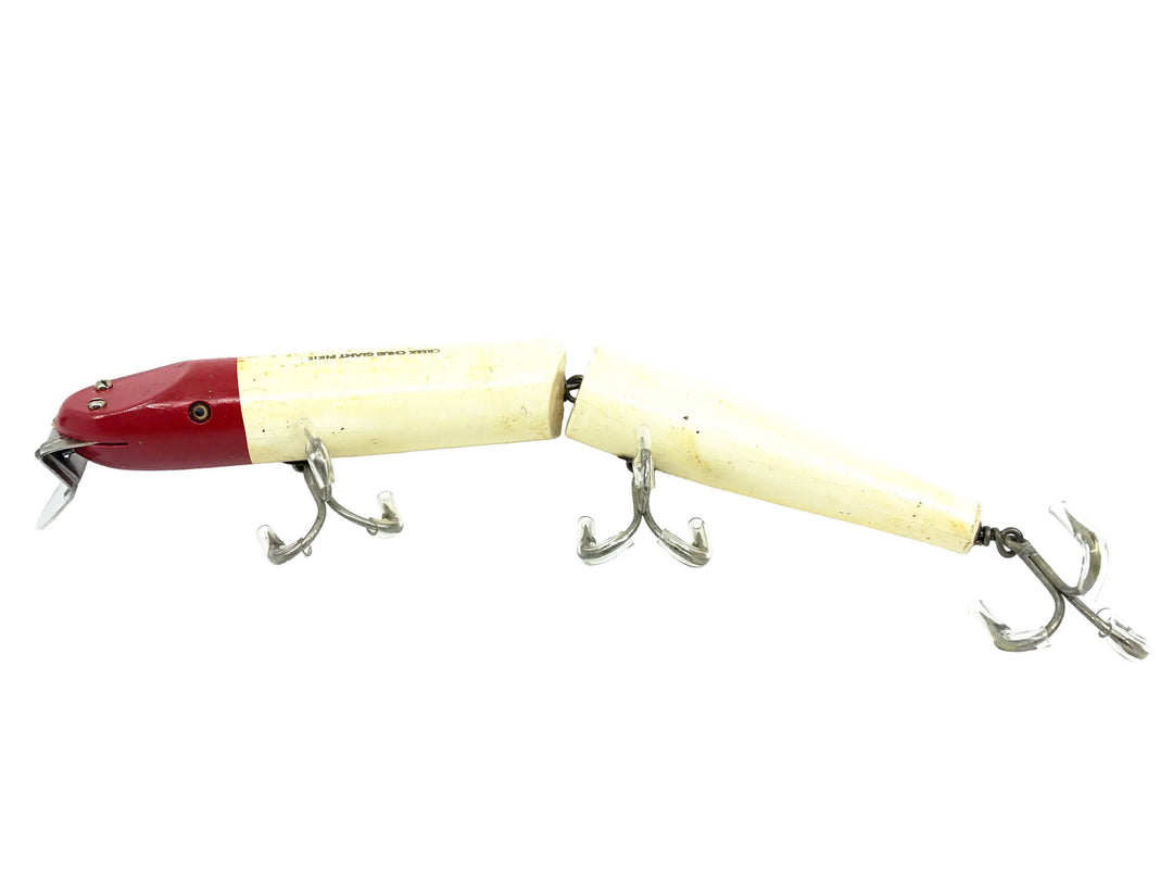 Creek Chub Wooden Giant Jointed Pikie 800, #02 Red Head/White Color w/Box