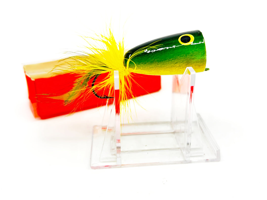 Wood-Line Lures Big Popper, Green Color, Wisconsin Bait-Orange Box