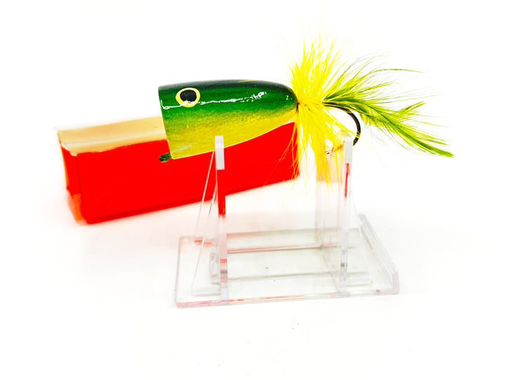 Wood-Line Lures Big Popper, Green Color, Wisconsin Bait-Orange Box