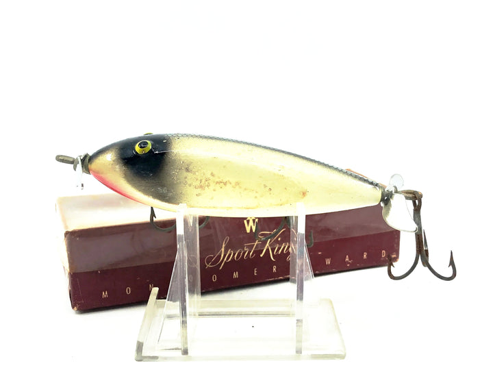 Montgomery Ward Sport King/Shur Strike Injured Minnow, Silver Fleck Color w/Box