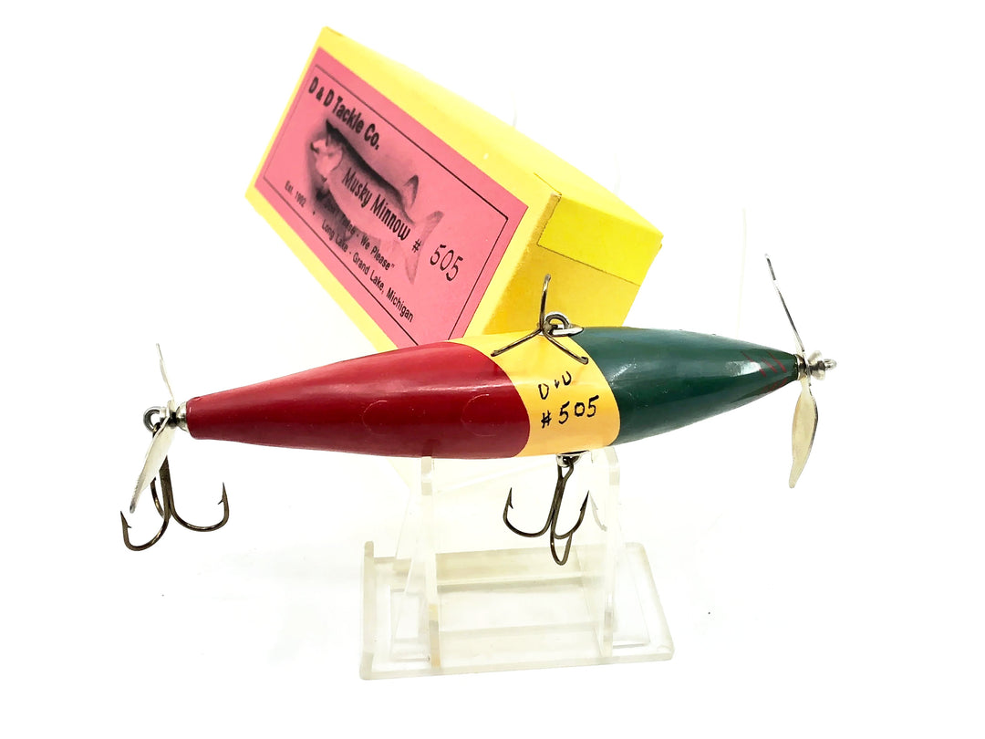 D & D Tackle Co. Musky Minnow Numbered #505, Green/Yellow/Red Color w/Box