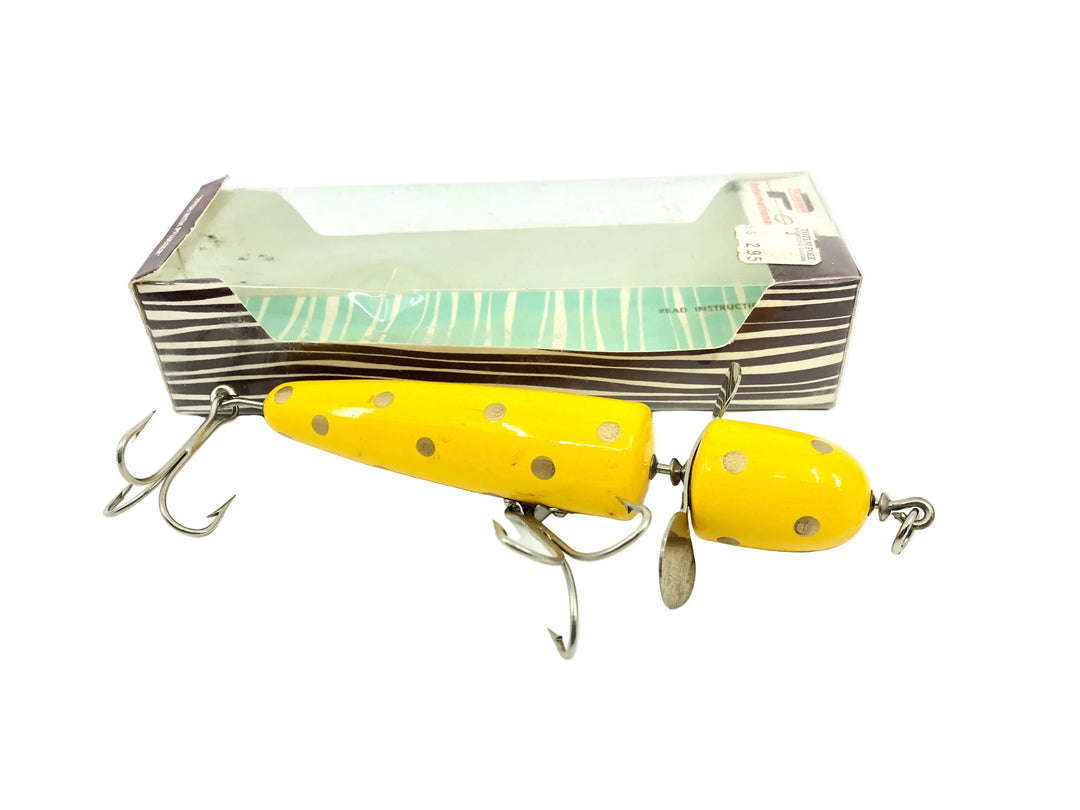 Pflueger Globe 3750 Size 5 1/4", Yellow Gold Spots Color in Box