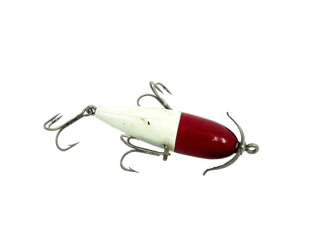 Paw Paw "Indian Lake" Wooden Minnow, Red Head/White Color