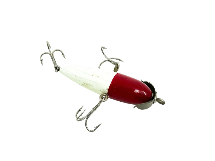 Paw Paw "Indian Lake" Wooden Minnow, Red Head/White Color