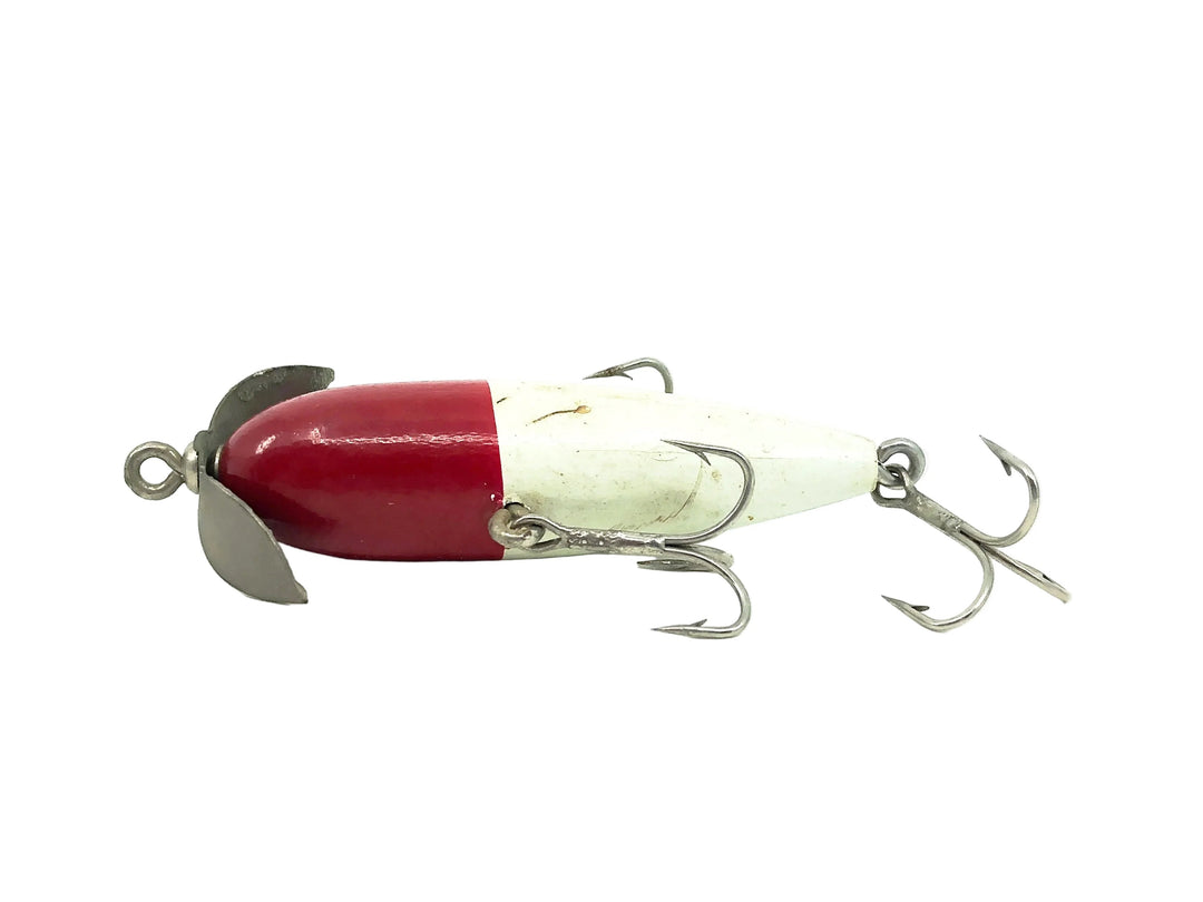 Paw Paw "Indian Lake" Wooden Minnow, Red Head/White Color