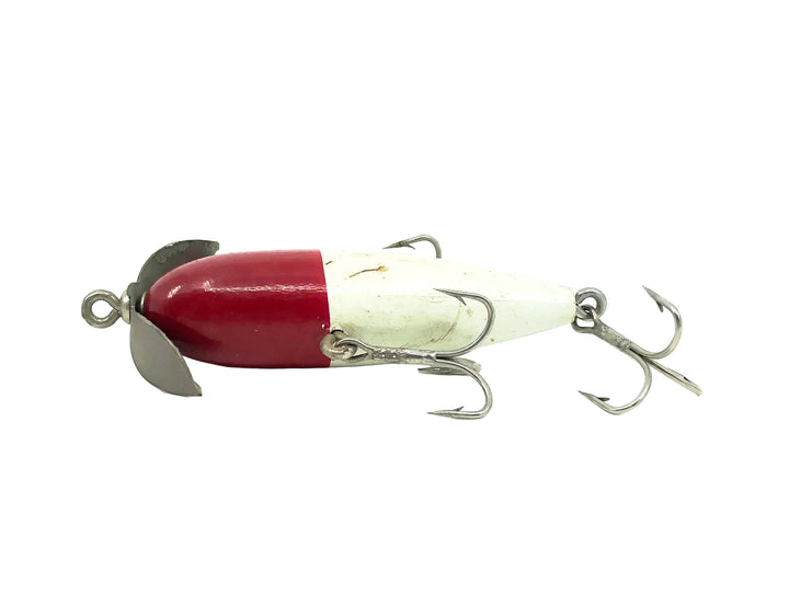 Paw Paw "Indian Lake" Wooden Minnow, Red Head/White Color