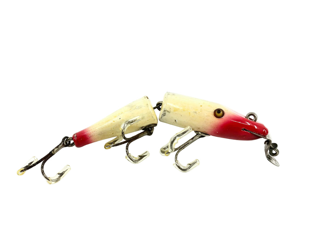 Creek Chub 2600 Jointed Pikie Minnow, Red Head/White Color 2602 Glass Eyes, Blended Red, DLT!