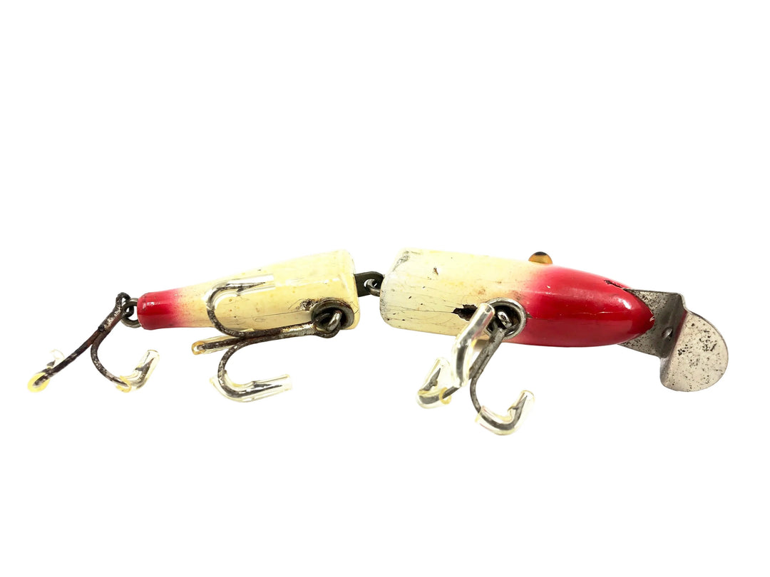 Creek Chub 2600 Jointed Pikie Minnow, Red Head/White Color 2602 Glass Eyes, Blended Red, DLT!