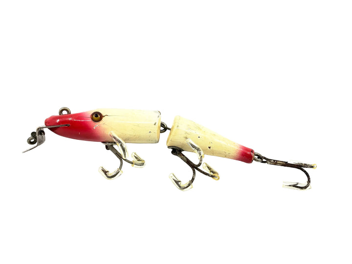 Creek Chub 2600 Jointed Pikie Minnow, Red Head/White Color 2602 Glass Eyes, Blended Red, DLT!