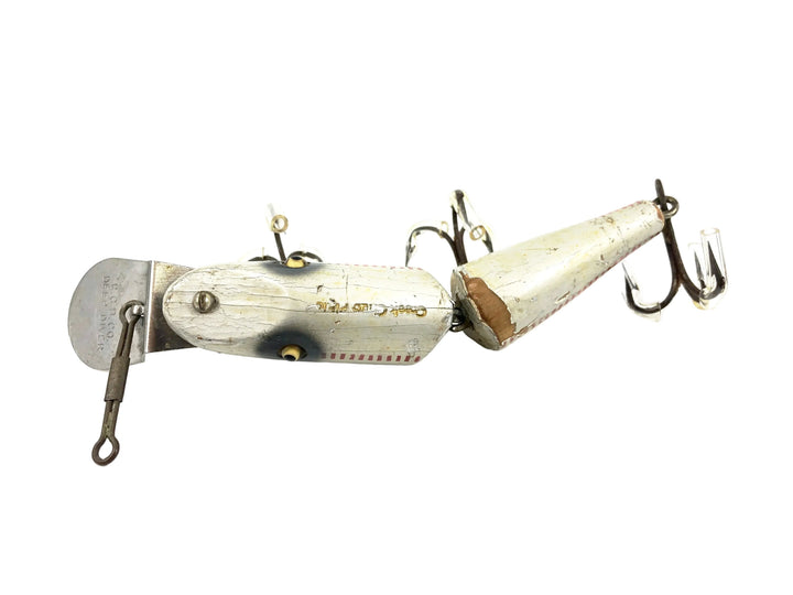 Creek Chub 2600DD Deep Diving Jointed Pikie Minnow, Special Order Silver w/Red Dashes Color