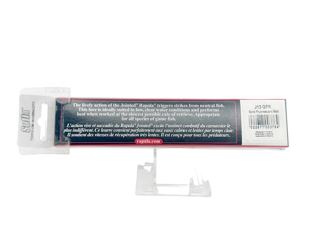 Rapala Jointed J13, GFR Gold Fluorescent Red, in Box