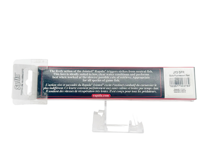 Rapala Jointed J13, GFR Gold Fluorescent Red, in Box