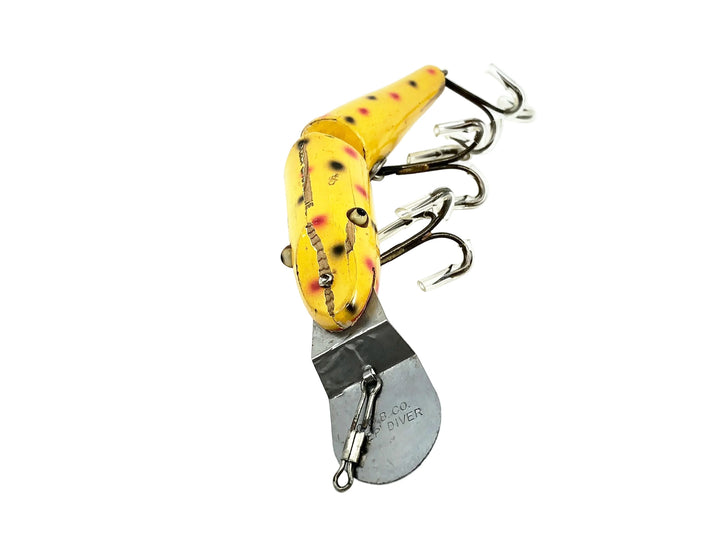 Creek Chub 2600DD Deep Diving Jointed Pikie Minnow, Special Order Yellow Spotted 2614DD Color