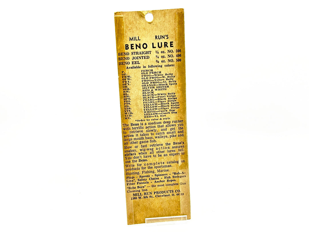 Mill Run's Beno Lure Eel Coachdog Color New on Card
