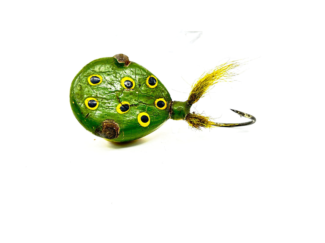 Hub Bait Co. Muk-Cha-Ko Frog Lure Green with Yellow Spots (Black Centers) Color