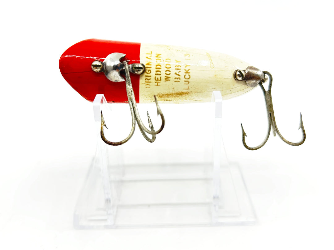 Heddon Original Wooden Baby Lucky 13 RH Red Head Color-Nail Eyes