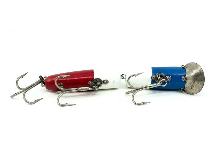 Heddon Repainted Giant Jointed Vamp 7350, Repainted Red/White/Blue Color