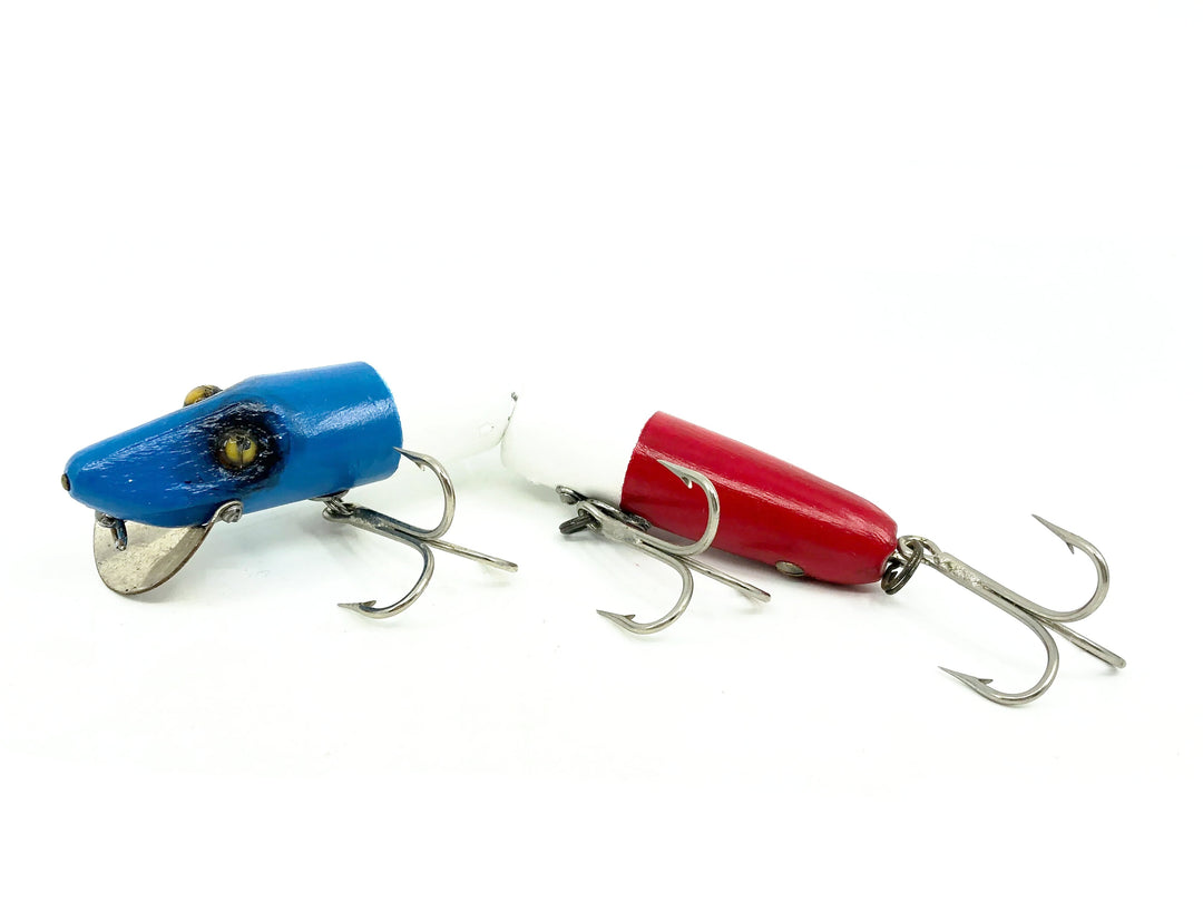 Heddon Repainted Giant Jointed Vamp 7350, Repainted Red/White/Blue Color