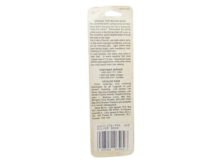 Luhr-Jensen Dalton Special Wood, Silver Scale/Black Color on Card