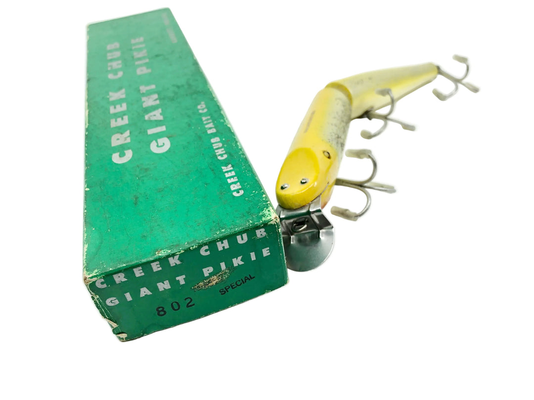Creek Chub Wooden Giant Jointed Pikie 800, Special Order #37 Yellow Flash Color w/Box - Great Condition!