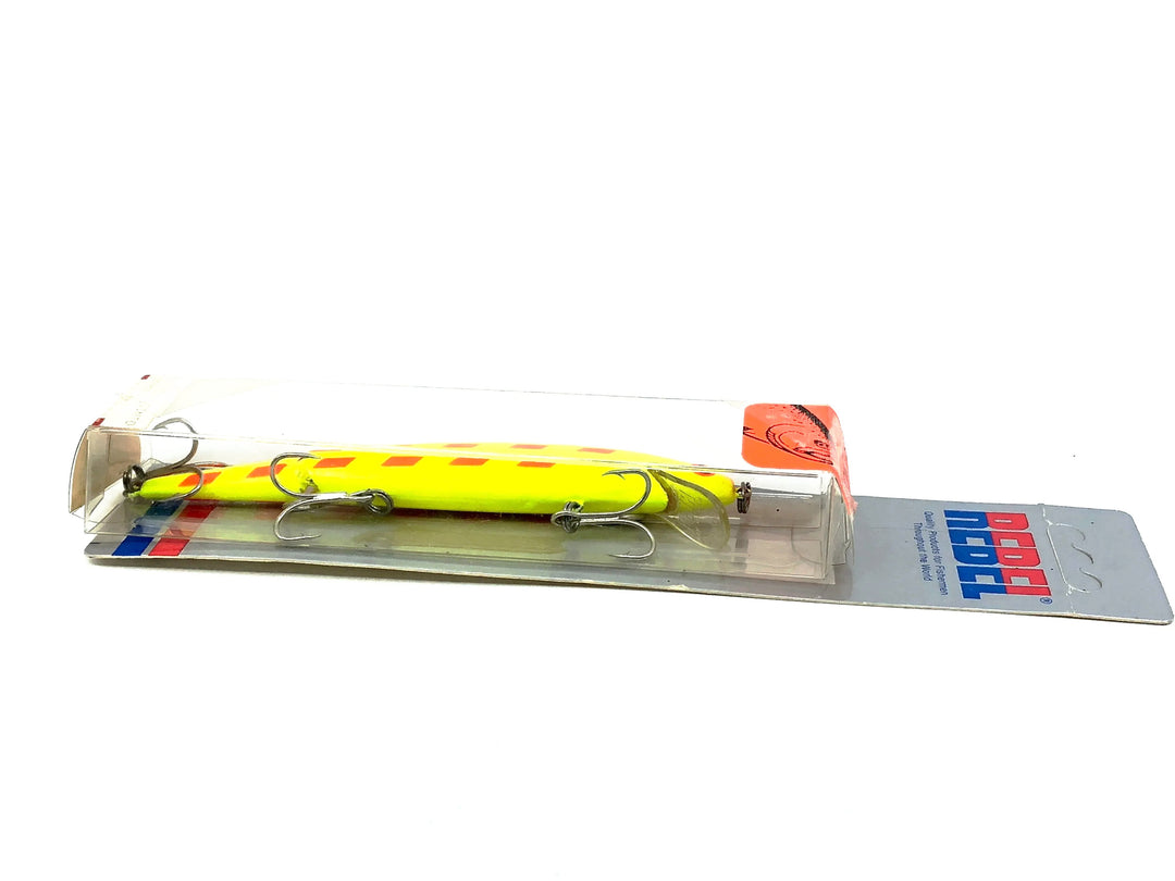 Rebel Jointed J30 Minnow, Salmon Series Orange/Chartreuse Color on Card