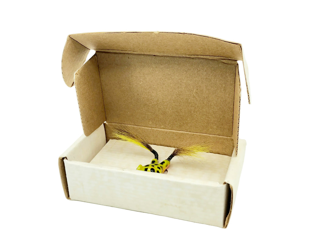 Arbogast Joe Messinger Bucktail Frog, Frog/Yellow Belly Color w/Box, Very Rare Uncatalogued