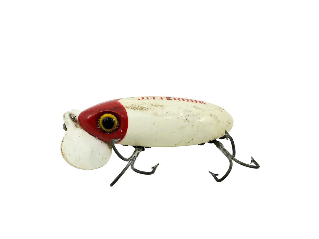 Arbogast Plastic Lip Jitterbug 1940's WWII Era, Red Head/White/White Lip Color - War Bug!