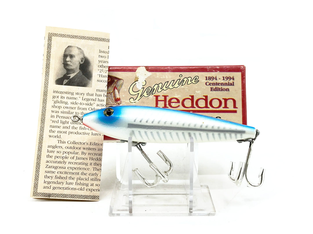 Heddon Centennial Edition Wood Zaragossa New in Box NO. X6500W-XBL - Blue Shore Minnow Color