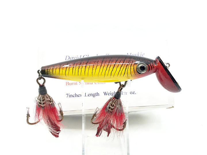 David Charles Custom Muskie Surface Lure, Burnt Sienna Color w/Box