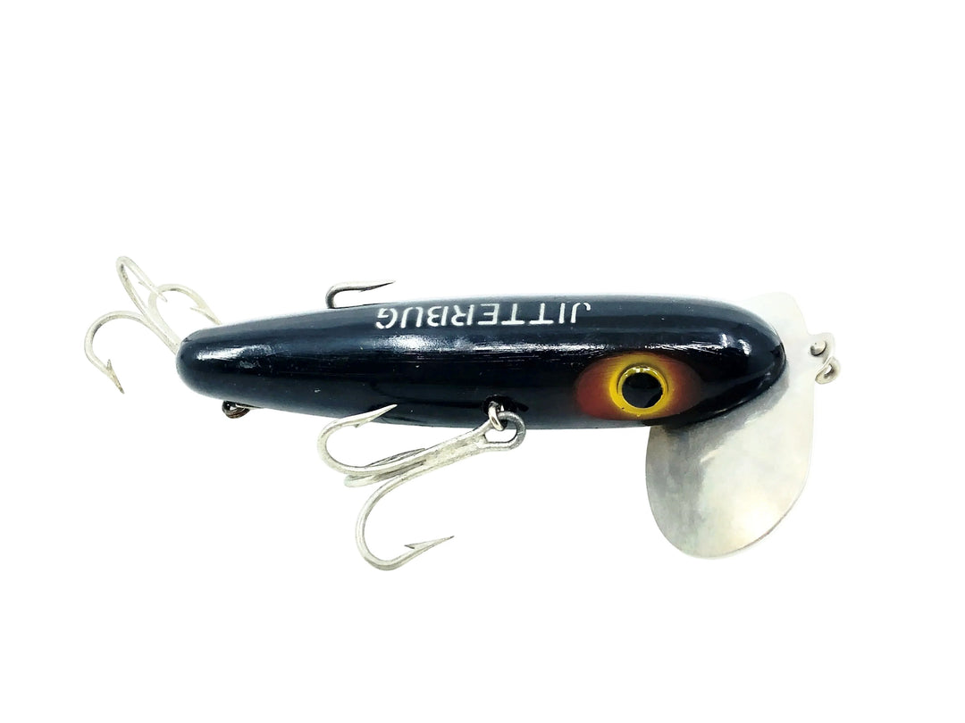 Arbogast Vintage Plastic 3-Hook Musky Jitterbug, Black Color