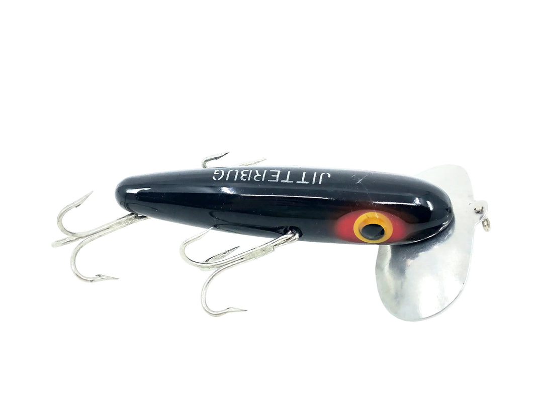 Arbogast Vintage Plastic 3-Hook Musky Jitterbug, Black Color