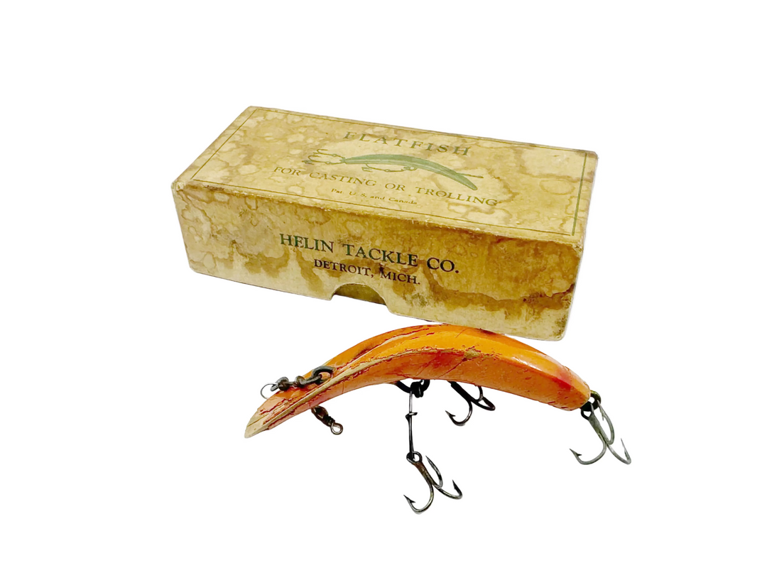 Vintage Helin Flatfish U20, OG Orange Top with Box