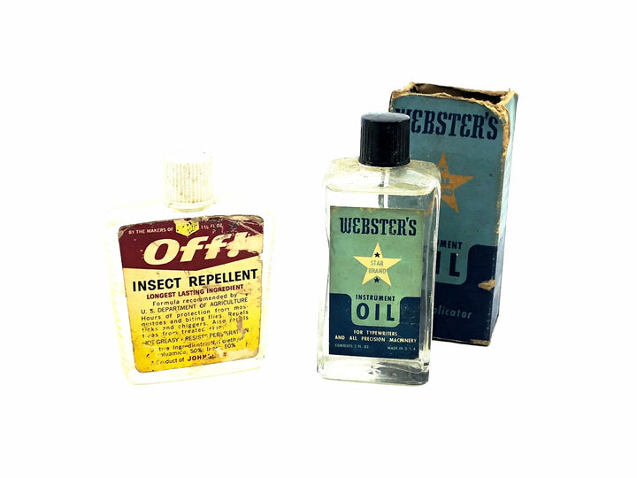 Vintage, Webster's Instrument Oil & Off Insect Repellent Vials