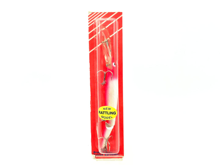 Rebel Spoonbill Minnow FTJ30, Silver Body/Fluorescent Red Head & Back Color on Card