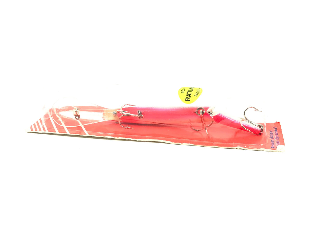 Rebel Spoonbill Minnow FTJ30, Silver Body/Fluorescent Red Head & Back Color on Card
