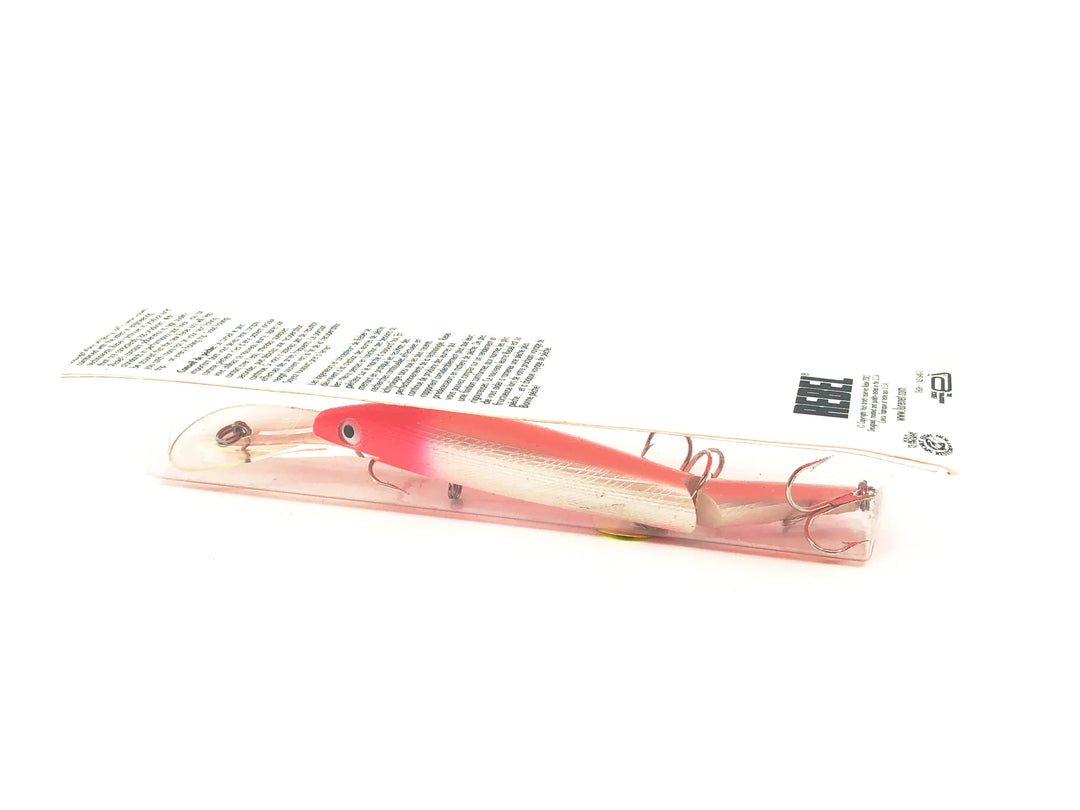Rebel Spoonbill Minnow FTJ30, Silver Body/Fluorescent Red Head & Back Color on Card